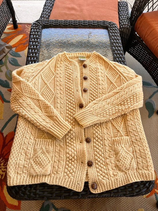 Kennedy of Adara Sweaters - Kennedy of Ardara Irish Aran Cardigan 100% Pure Wool Cable Knit Cream Sweater